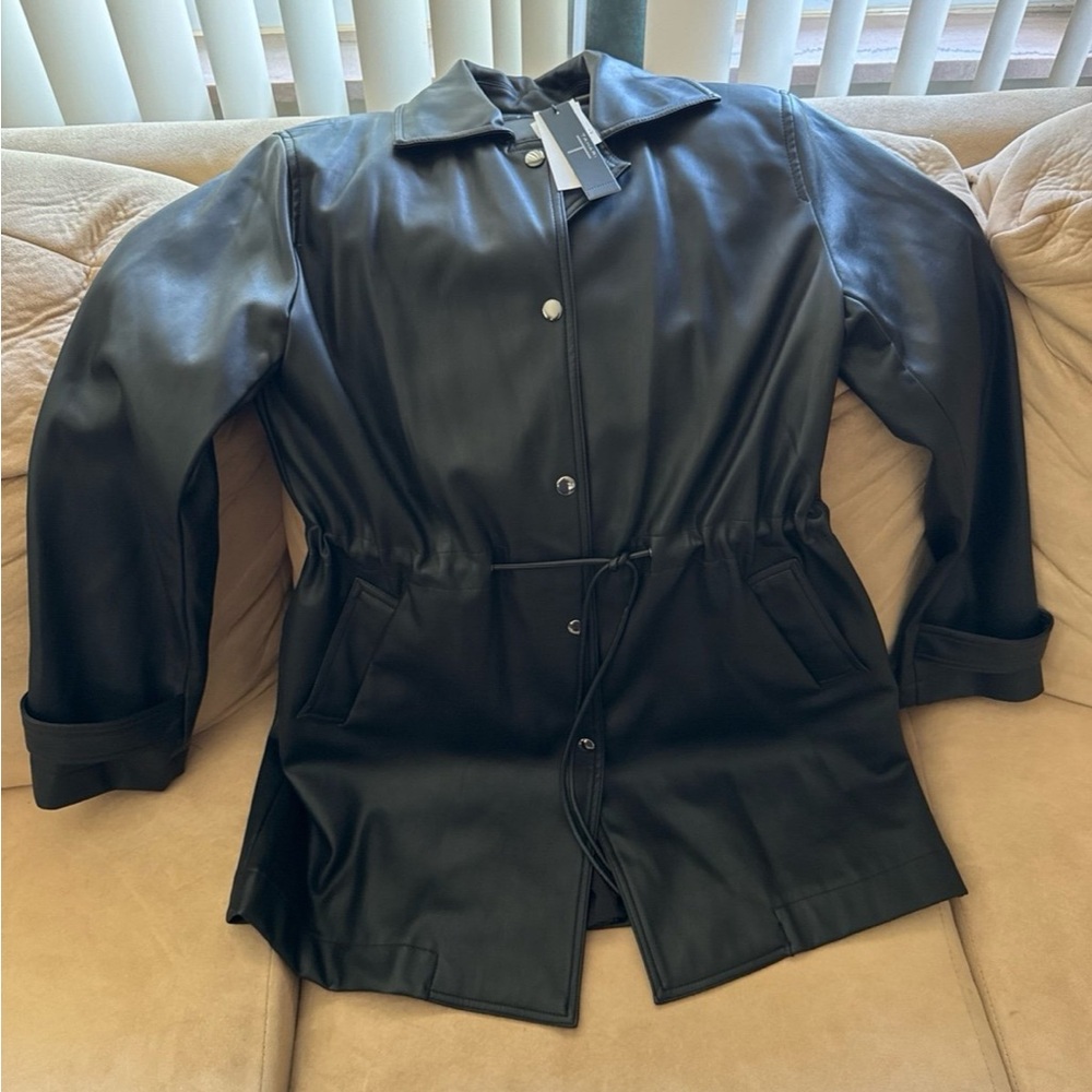 Tahari Black Faux Leather Jacket for Women